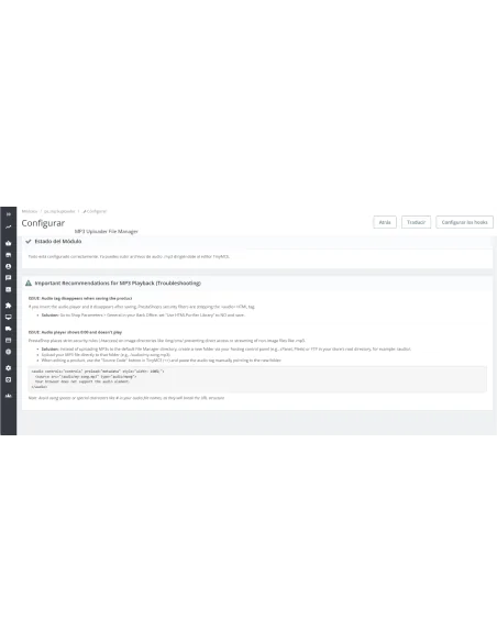 Specifications for the module to function