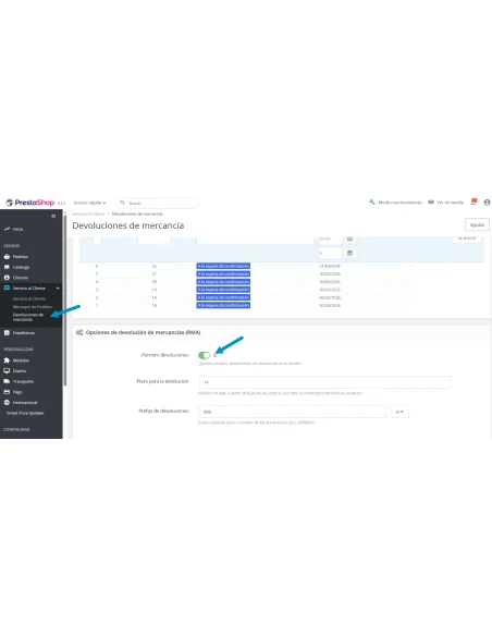 PrestaShop RMA activation