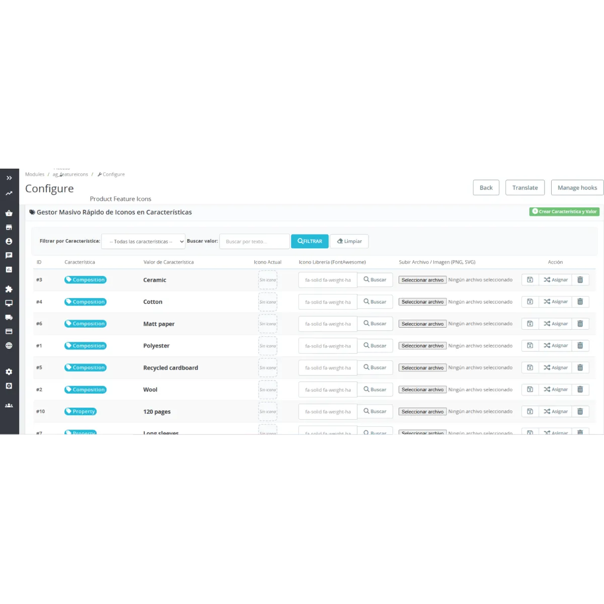 PrestaShop Product Feature Icons Module - Visual Features Pro