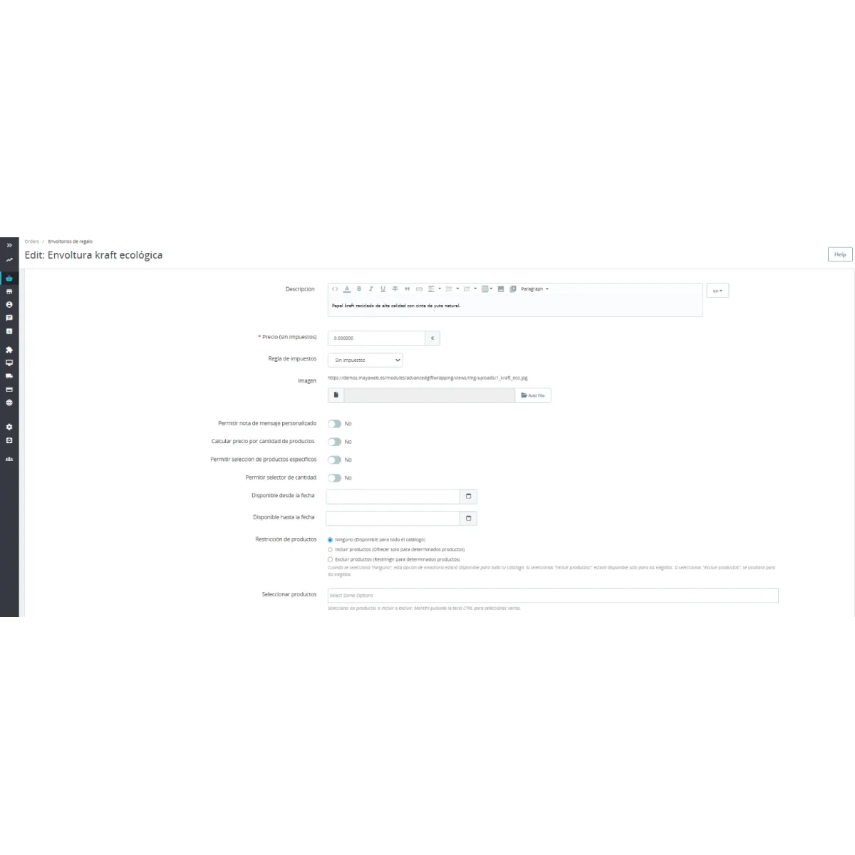 Wrapper configuration