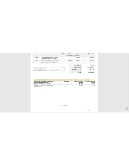 Seen on invoice
