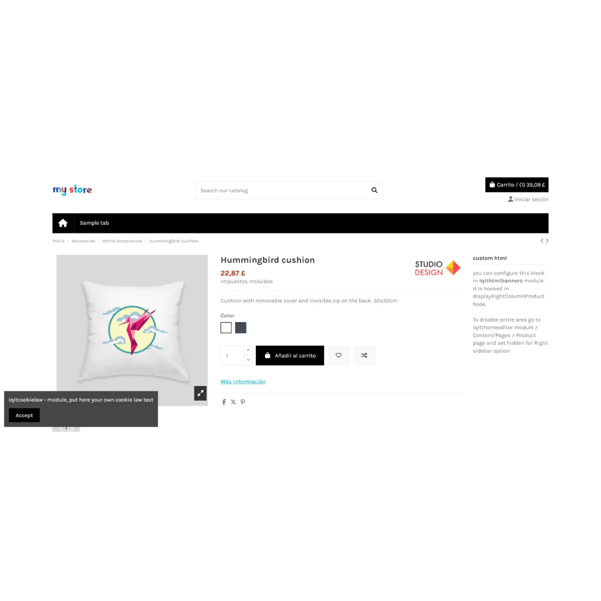 Product Info Popup: Size guide and details in windows