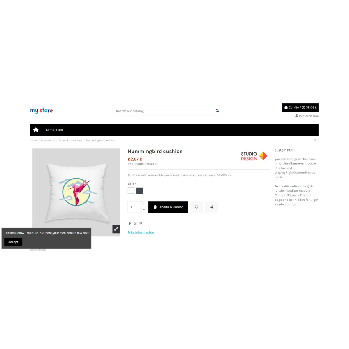 Product Info Popup: Size guide and details in windows
