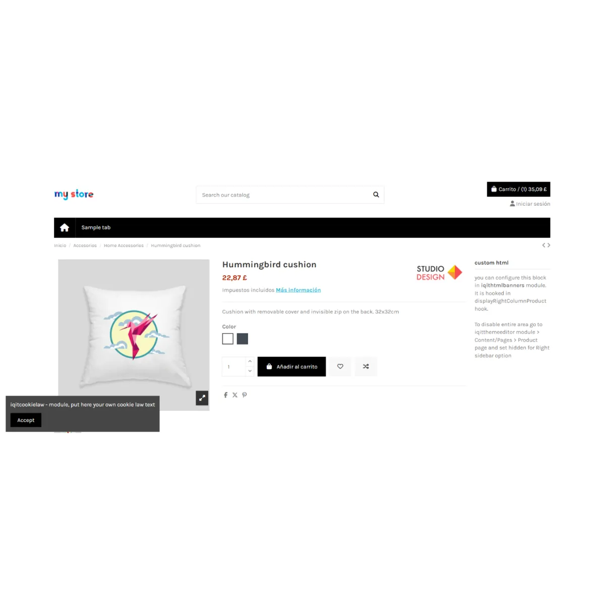 Product Info Popup: Size guide and details in windows