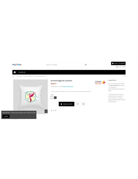 Product Info Popup: Size guide and details in windows