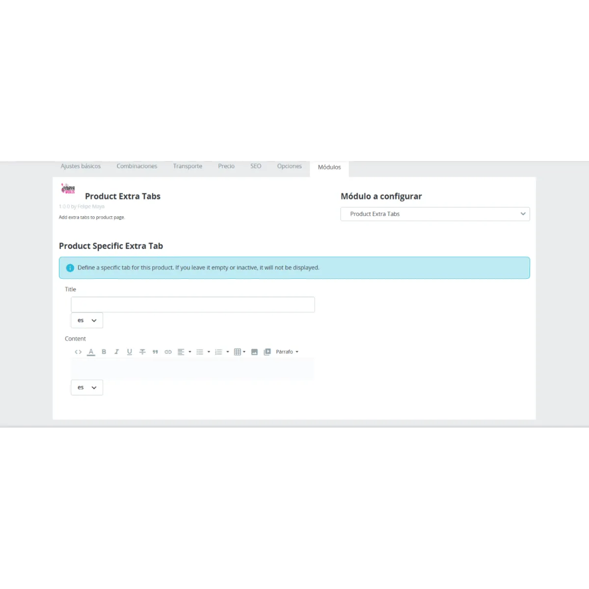 Product Extra Tabs: Custom tabs in PrestaShop